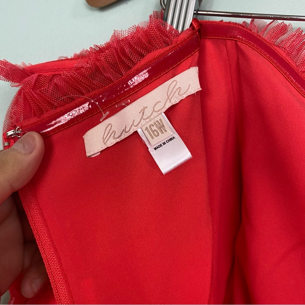 Anthropologie Hutch Evie Strapless Tiered Maxi Dress Red Size 16W Tulle - Picture 6 of 7